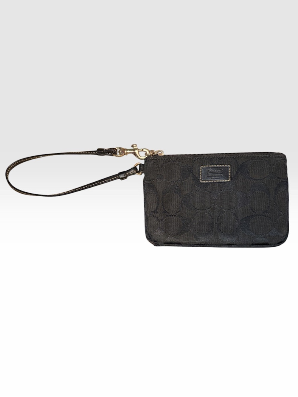 Coach Black Signature Mini Wristlet
